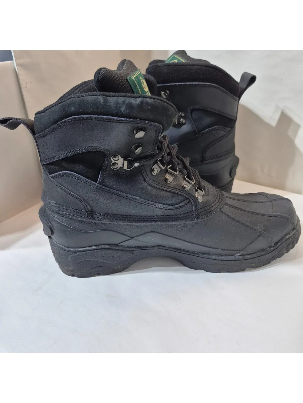 Aspen Authentic Men's Size 13 Snow Mud Black Leather Waterproof Boots Heavy Warm